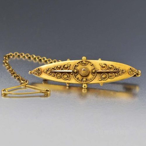 SOLD 西洋古董首饰 1870年维多利亚时代15K纯金Victorian古董胸针