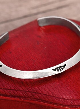 SOLD上层精灵的庭院∮印第安Navajo老三棱蚀刻古董手镯Vintage