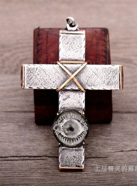 庭院老琉璃金银十字架孤品吊坠