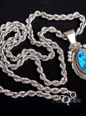 SOLD 庭院西洋古董vintage 天然睡美人原矿925纯银吊坠ITALY项链