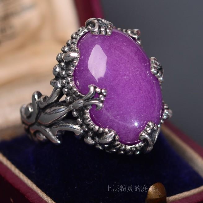 设计师雕花复古银戒指图片