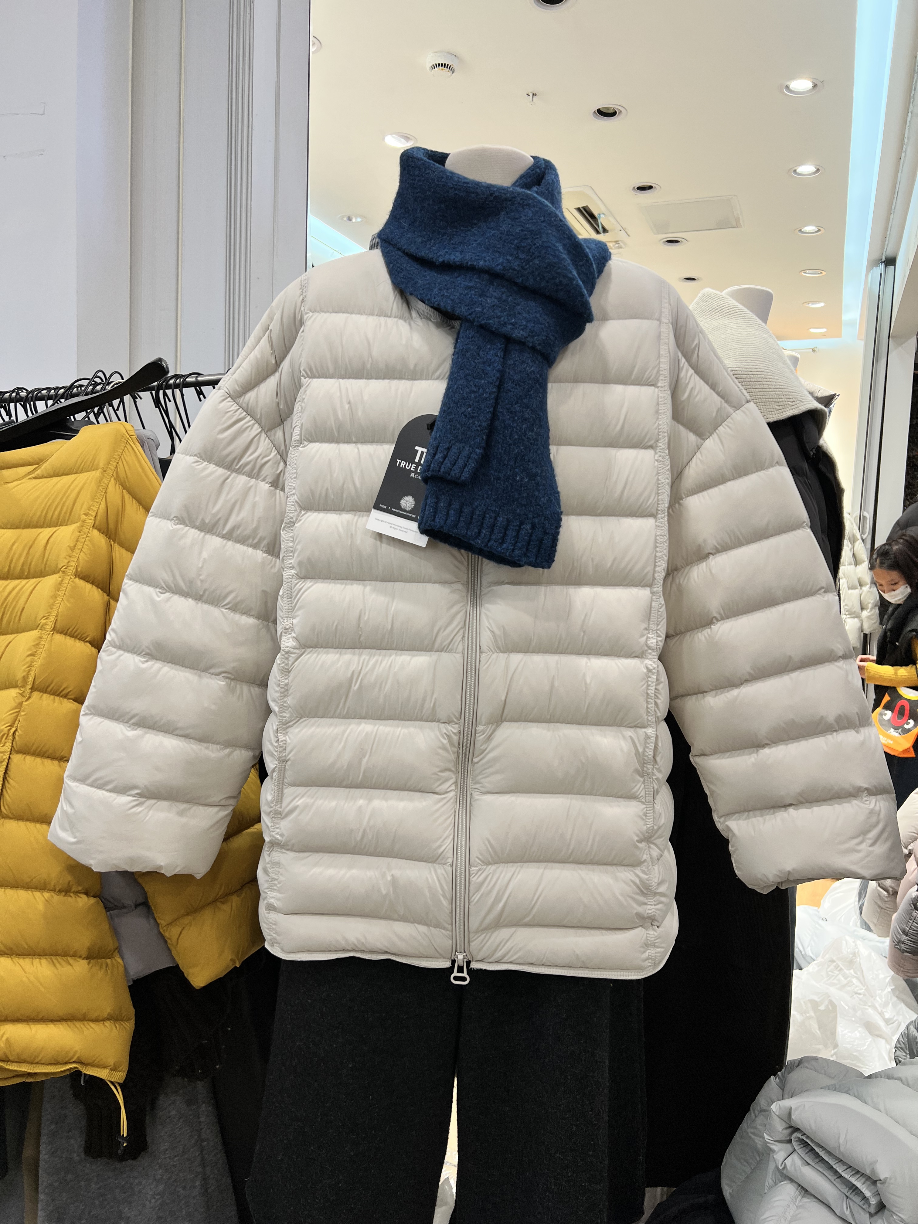 韩国2025冬装一手长龟背排骨羽绒服女无领90白鸭绒宽松中长款外套