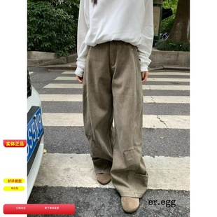 百搭显瘦休闲弯刀裤 加绒牛仔裤 女 宽松慵懒工装 eregg26006韩国冬装