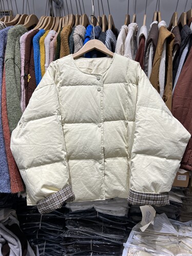 雅懿YAYI6391冬装韩系格子撞色50白鸭绒羽绒服女宽松休闲短款外套