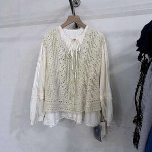MZ96823春装日系文艺镂空针织马甲女叠穿百搭复古显瘦马夹上衣潮