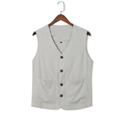 Áo vest nam nam phong cách Trung Quốc áo sơ mi retro trung niên mùa hè mỏng phần vest vest vest cổ chữ V - Dệt kim Vest