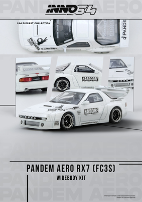 [现货]INNO 1:64 马自达RX7 FC3S PANDEM 火箭兔 白 合金汽车模型