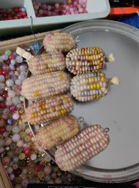 天然文玩玉米手把件宝石血丝菩提车饰挂摆件招财盘玩收藏生日礼物