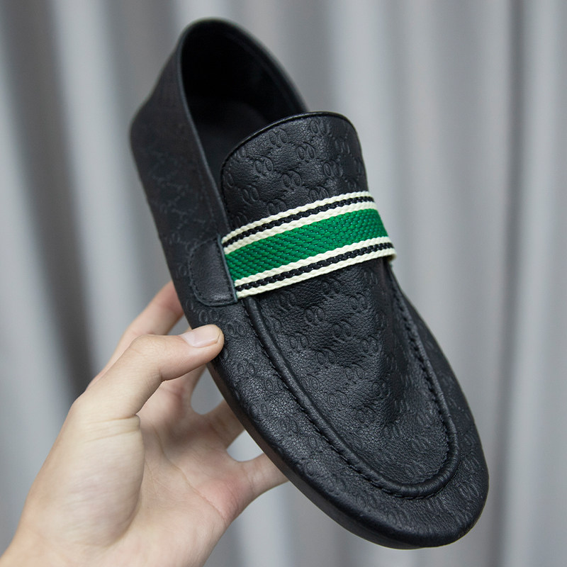 轻奢款真牛皮压花雕纹豆豆鞋平跟商务正装英伦小皮鞋男棉鞋驾车鞋,流行男鞋,乐福鞋（豆豆鞋）,淘宝优惠券,粉丝福利购,淘宝优惠卷