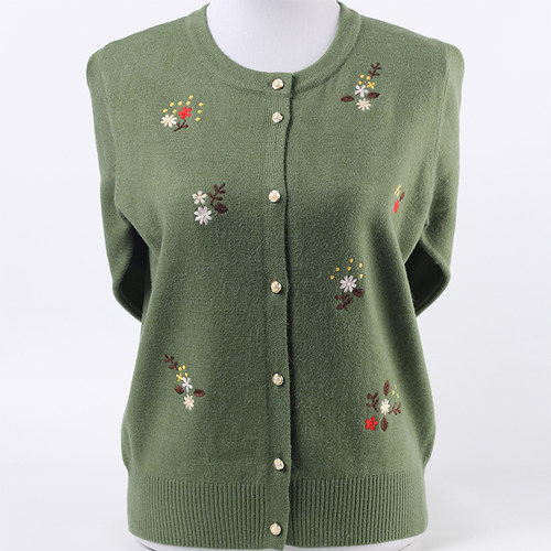 中老年圆领针织衫毛衣开衫妈妈装