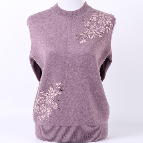 老年人冬装女妈妈加厚毛衣半高领套头羊毛衫奶奶装针织打底衫上衣