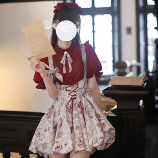 红色过年新年战袍小洋装名媛高端套装法式复古浪漫新中式连衣裙女