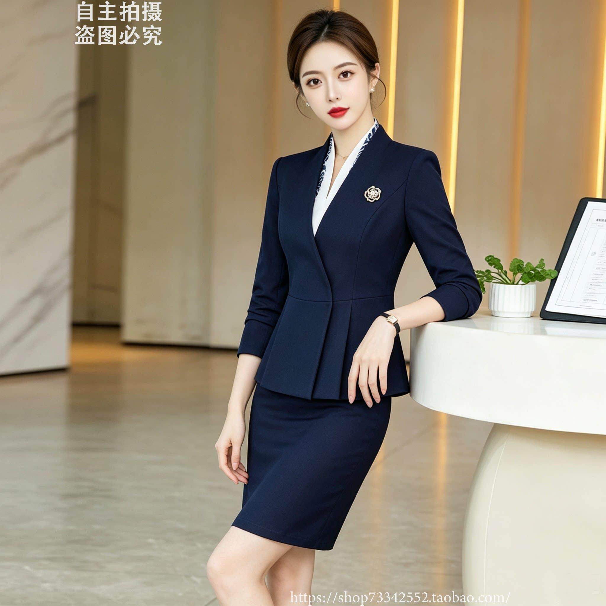 西装套装女秋珠宝店职业装气质案场客服工作服酒店前台接待工装