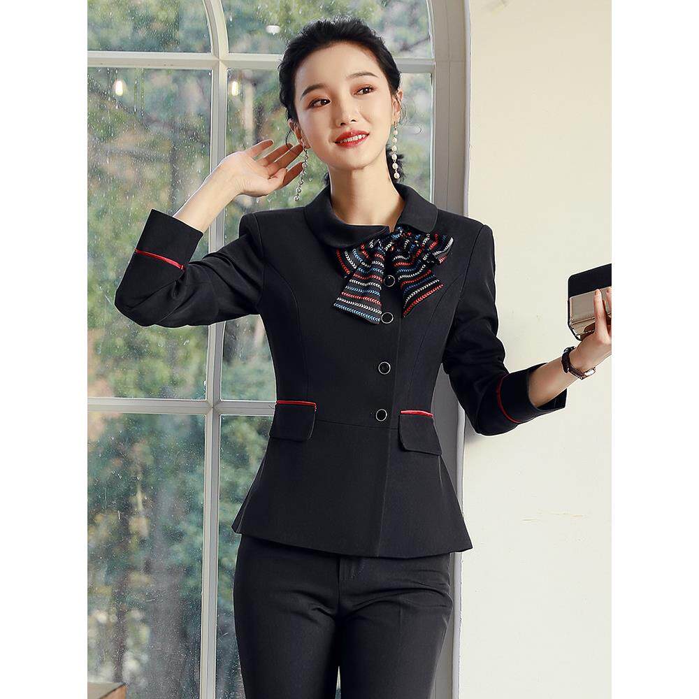酒店前台接待女士工作服秋冬新款长袖商务套装空姐制服