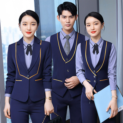 职业马甲套装女酒店餐饮服务员工作服前台收银员工装空姐制服秋冬