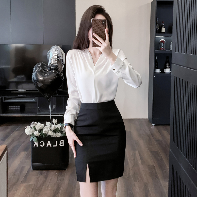 工作服职业装半身裙套装白色衬衣女ol前台接待高端空姐制服工作装