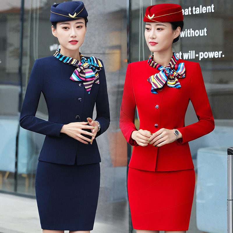 空姐制服女职业套装秋冬酒店前台接待美容师工作服军鼓乐队演出服