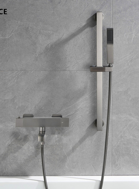 LANCE枪灰色恒温淋浴套装拉丝浴缸花洒全铜冷热水龙头枪灰喷头