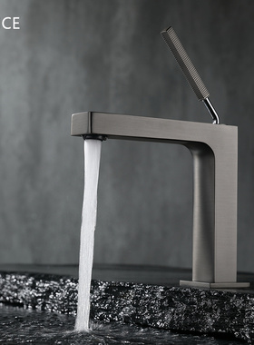 LANCE德国拉丝枪灰色冷热面盆水龙头卫生间全铜台下盆洗脸盆龙头