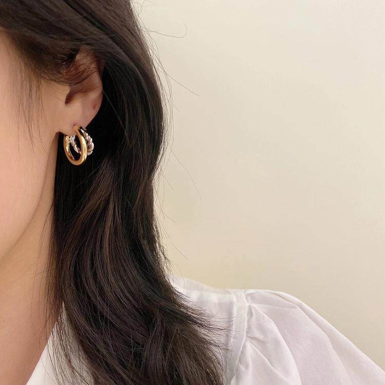 韩国东大门设计个性麻花金属冷淡风小众耳环女 网红潮新款耳饰
