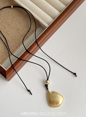 长款几何金属吊坠项链女毛衣链