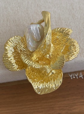 欧美复古立体花朵胸针女淡水珍珠高级感精致时尚大衣西装胸花别针