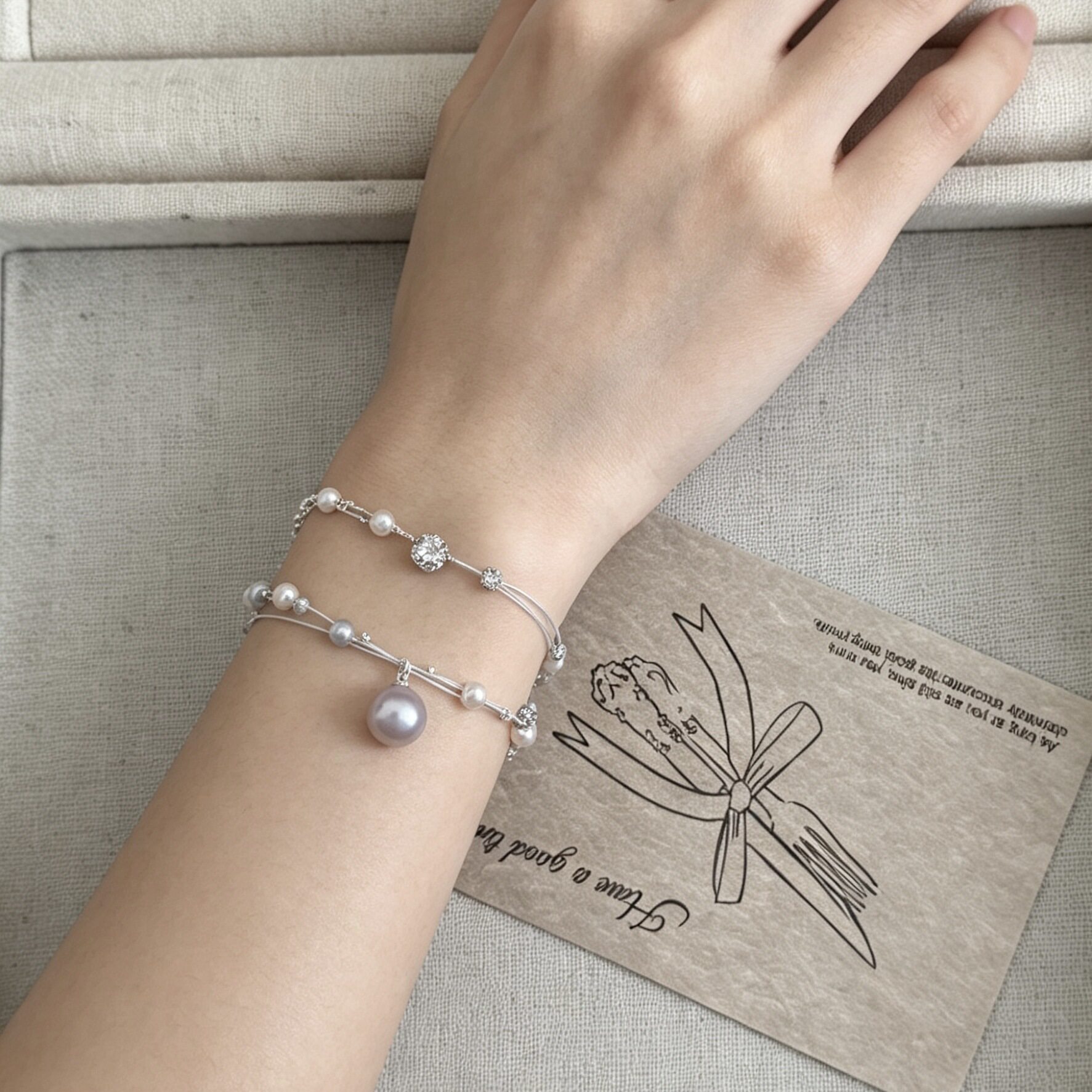 小清新满天星满钻球球珍珠多层手链女小众精致温柔气质高级感手饰