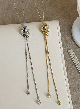 高级感缠绕丝带抽拉项链女轻奢小众个性独特时尚潮流颈链毛衣链