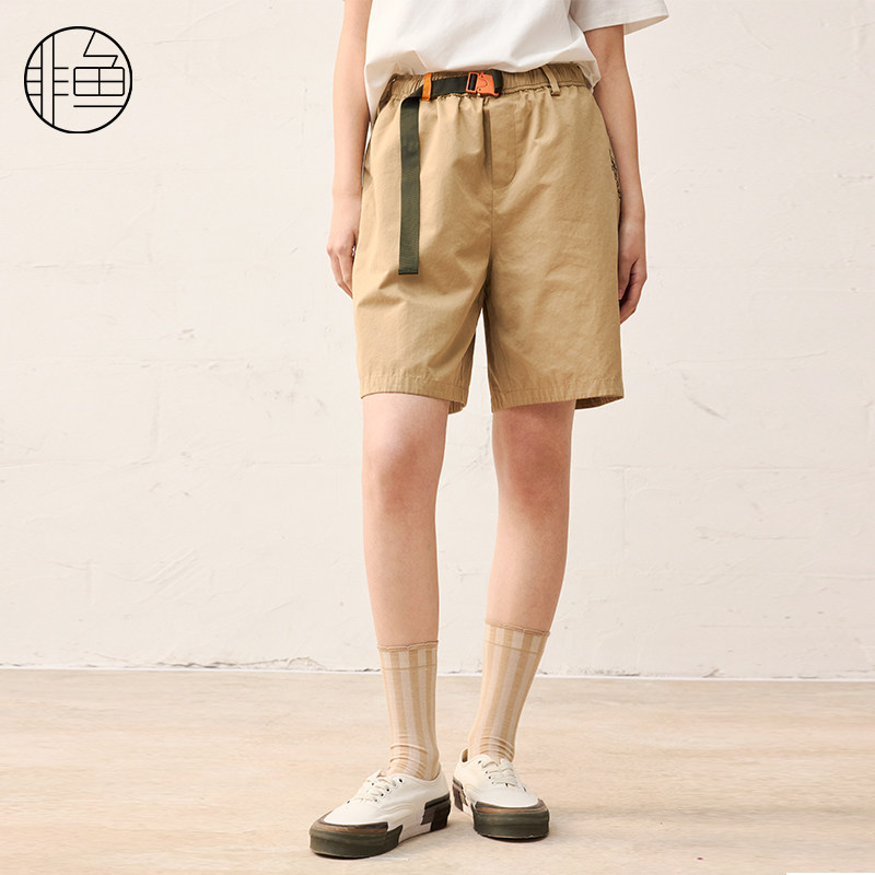 非鱼春季工装五分直筒休闲裤女