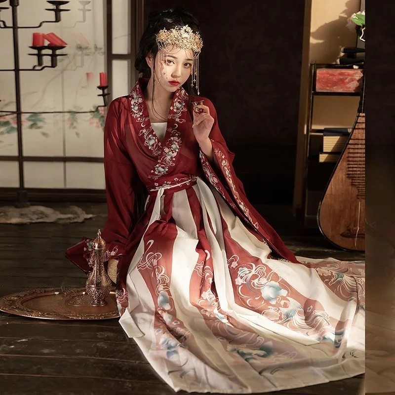 原创【繁羽】南北朝大袖儒汉服魏晋风春夏款日常交领齐腰襦裙超仙