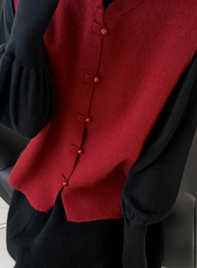 26年早春国色天香新中式盘扣爆款重工针织马甲52831