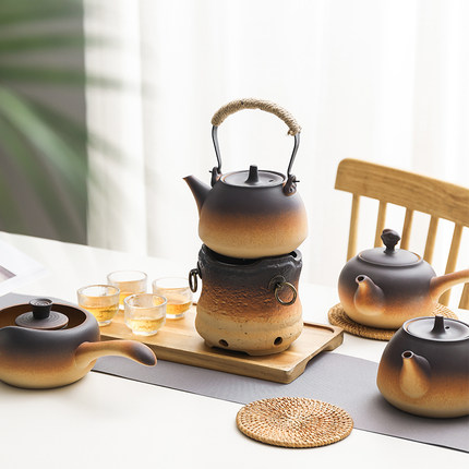 日式家用套装户外野外酒精灯陶瓷煮茶器烧水壶小温茶炉茶壶底座