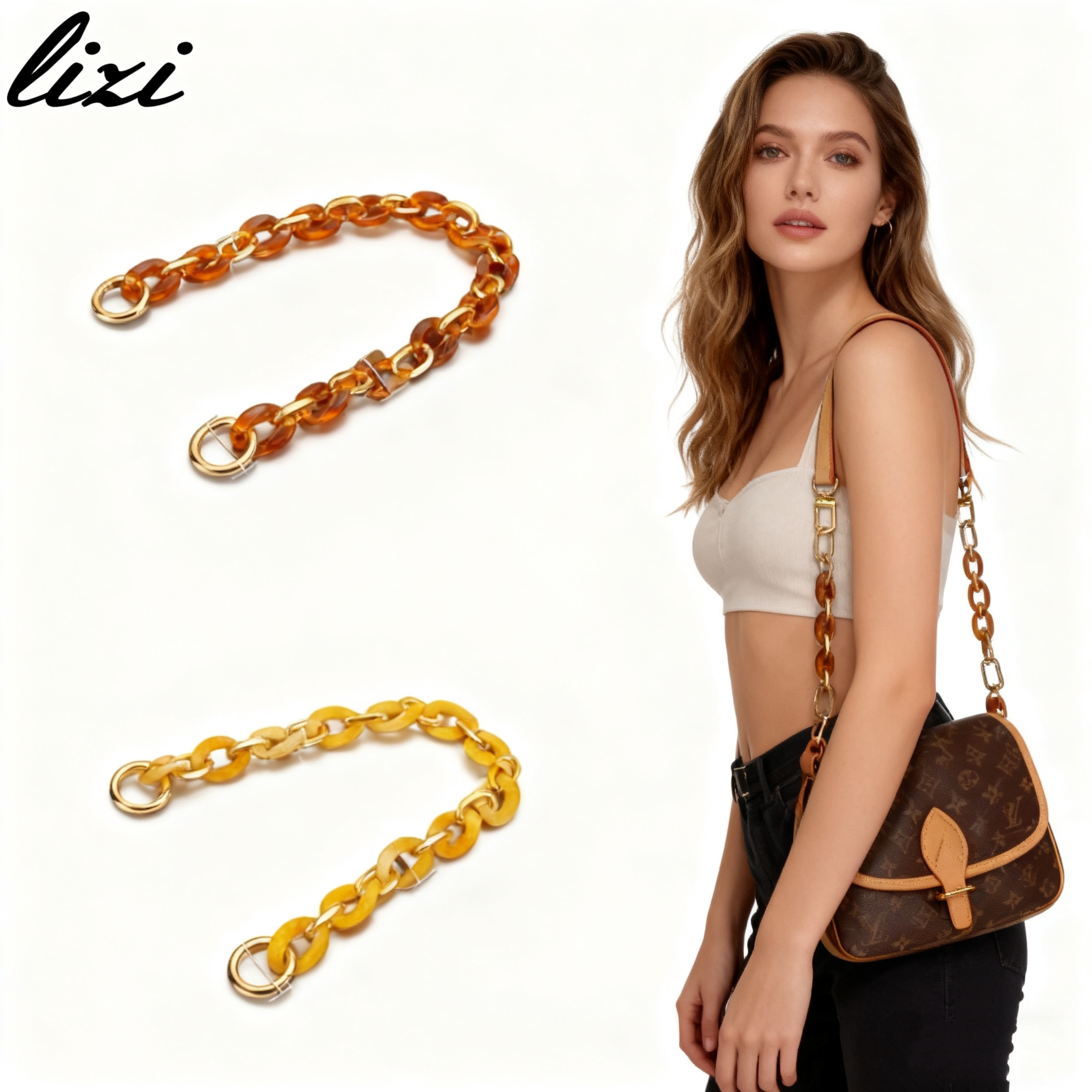 新款法式复古腋下包链条中古包改造替换肩带达芙妮装饰链宝藏包带