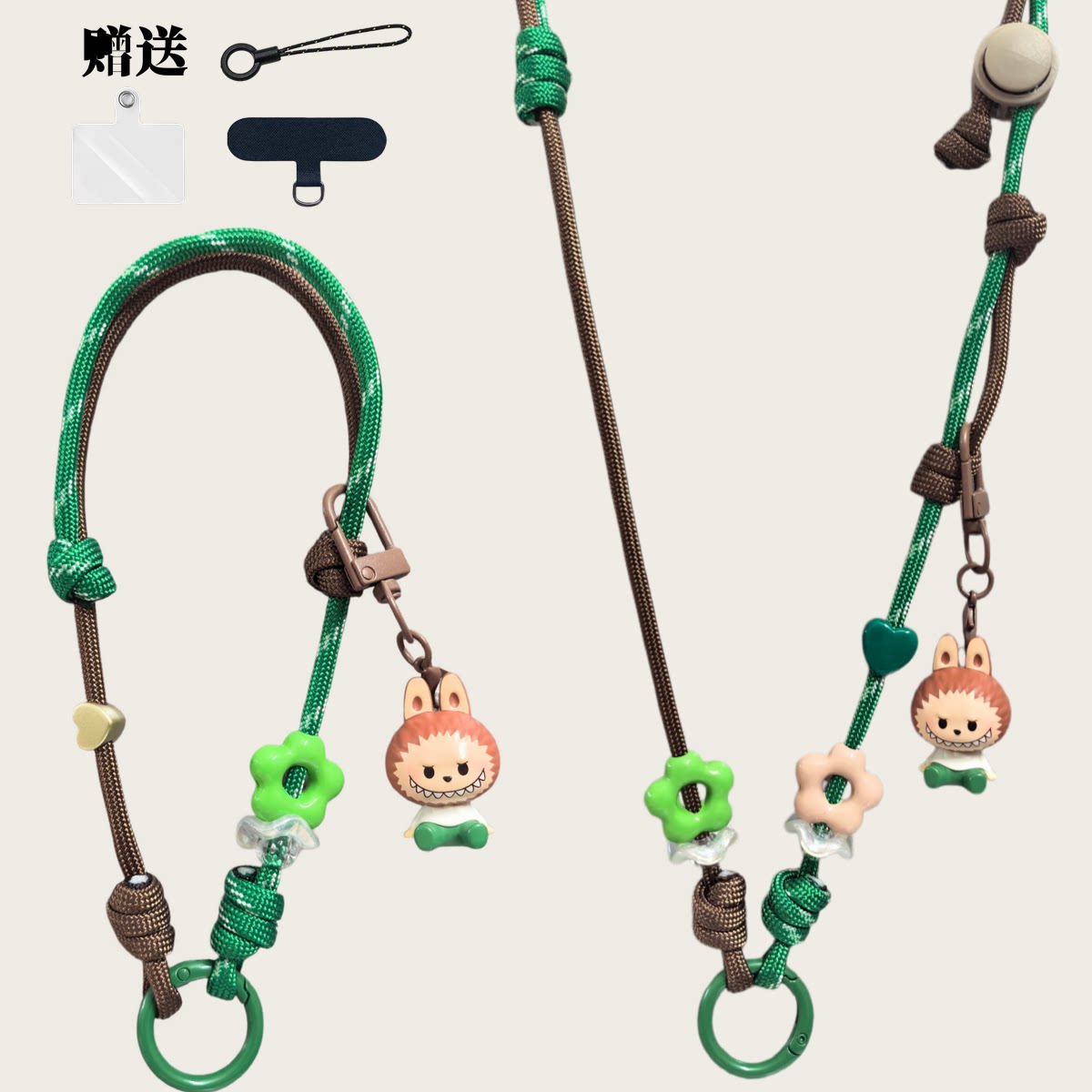 diy原创手工编织绳可调节斜跨手机挂绳泡泡萌粒ccd相机挂脖防丢绳