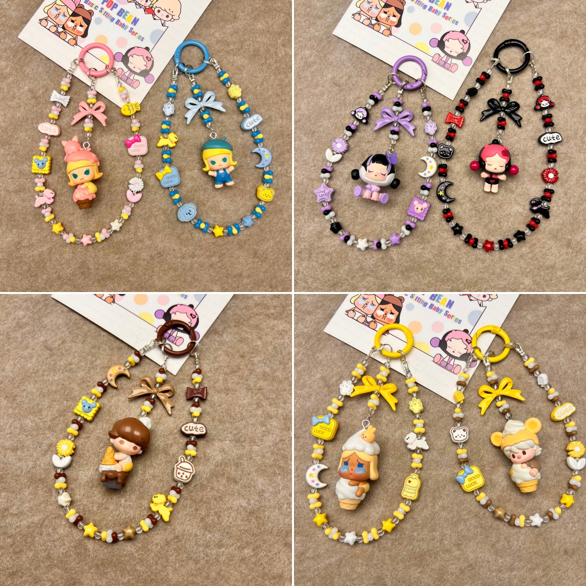 diy原创泡泡玛特迪莫sp哭娃molly合金手机链串珠挂绳车钥匙包挂件