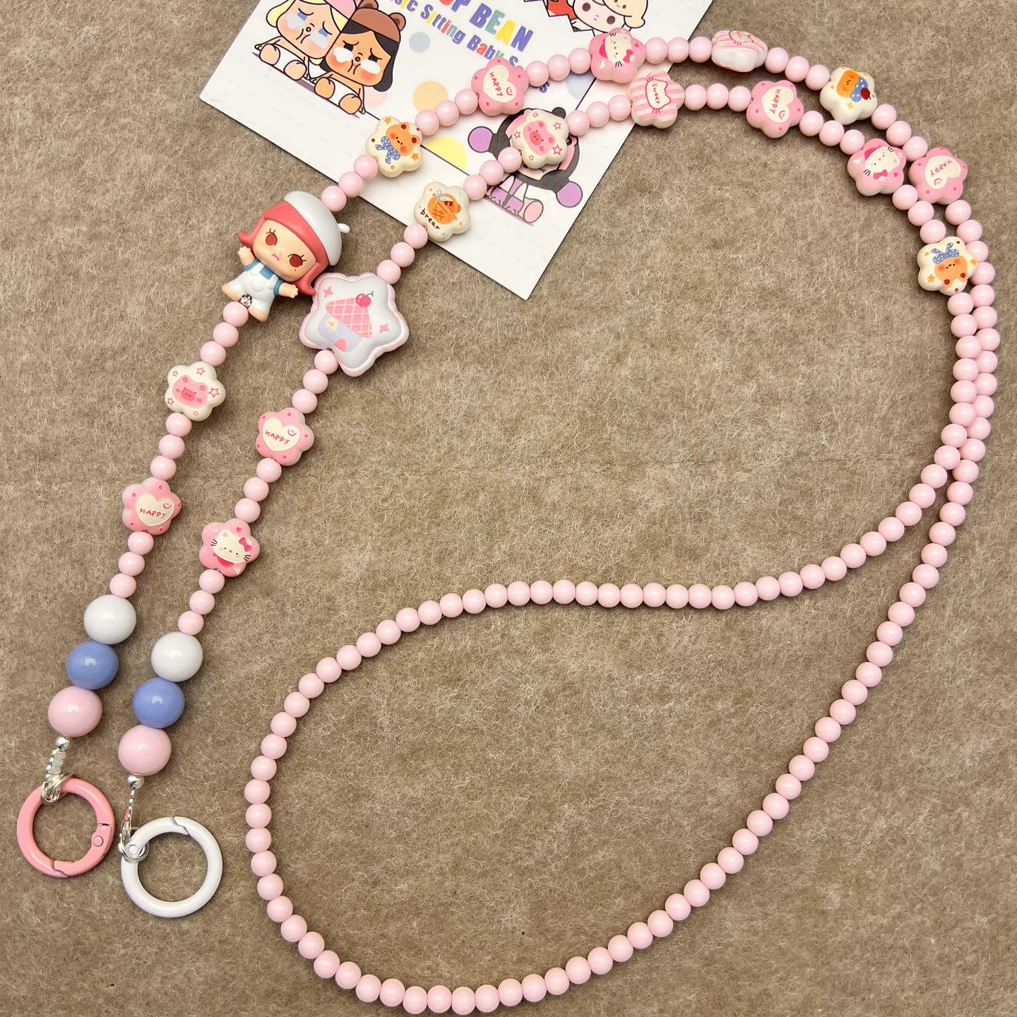 diy原创泡泡玛特MOLLY萌粒斜跨手机长链可爱串珠可背挂绳脖子挂件