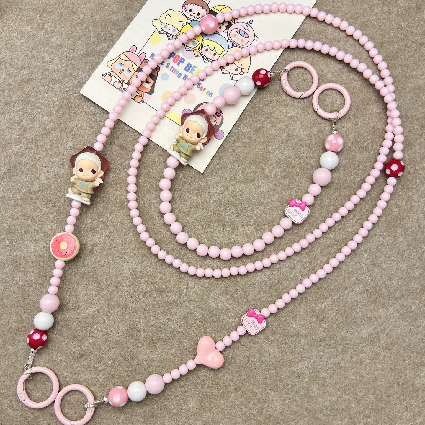 diy手工正版嘎子姐zsiga萌粒斜跨手机链串珠长挂绳脖子可背防丢绳