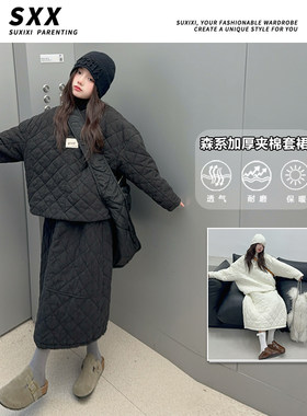 女童2025新款秋冬款洋气大童棉服套装裙儿童冬装亲子韩系时尚穿搭