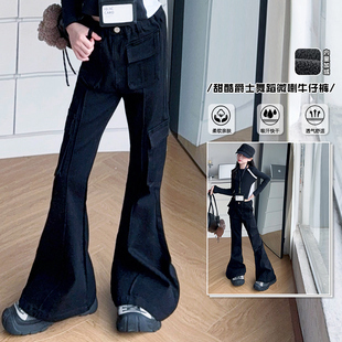 女童工装裤两件套2025秋冬新款加绒时髦爵士舞休闲马蹄裤套装