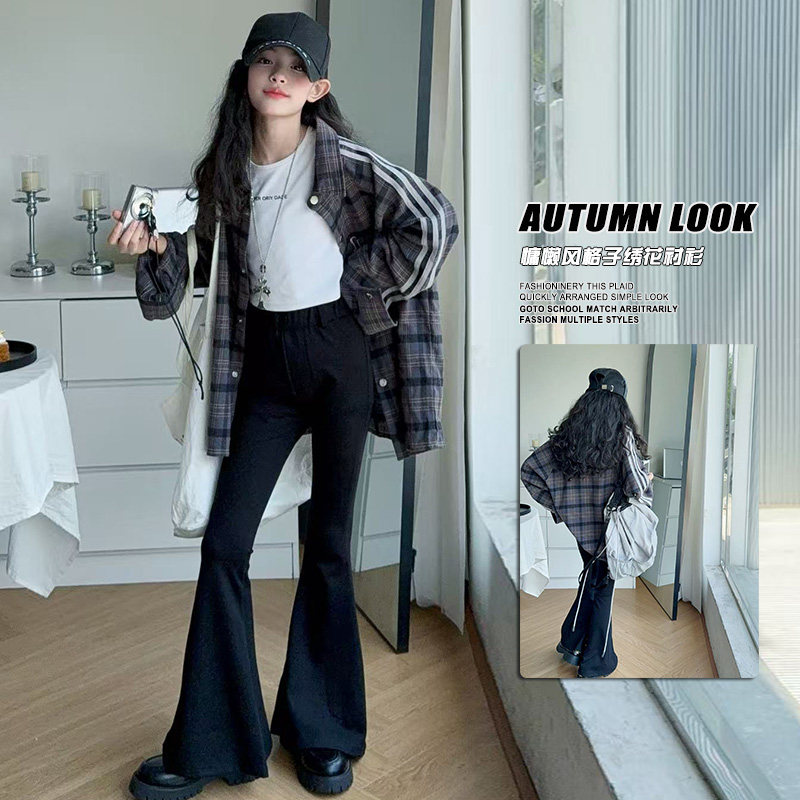 慵懒风格子绣花衬衫2025女童秋季新款美式三条杠宽松格纹衬衣外套,童装/婴儿装/亲子装,套装,淘宝优惠券,粉丝福利购,淘宝优惠卷