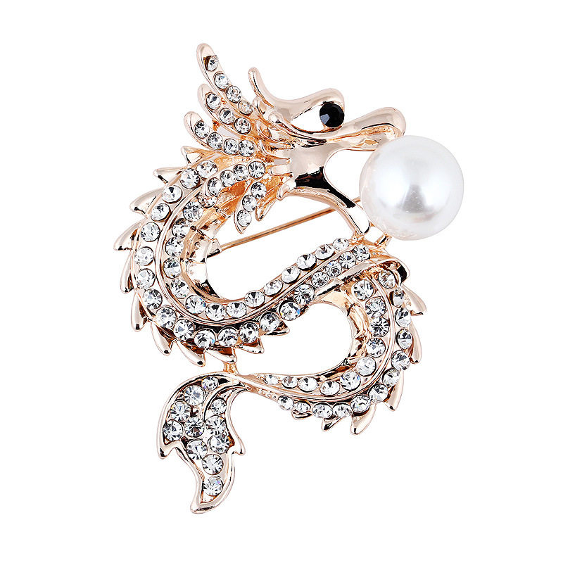 다이아몬드 다용도 진주 국가 스타일 드래곤 브로치 남성 및 여성 기질 정장 코사지 브로치 액세서리가 세팅된 맞춤형 황도대 드래곤 브로치