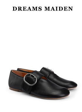 羊羔皮毛黑色一体绑带圆头玛丽珍保暖毛毛鞋小众设计单鞋2025冬季