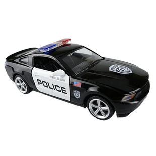 彩珀成真1:32合金福特野马GT谢尔比警车模型声光回力开门儿童玩具