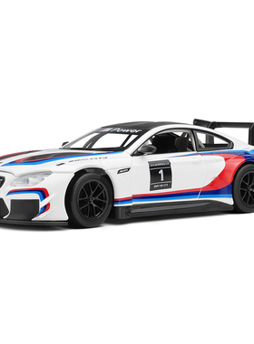 彩珀成真1:32CCA合金蓝白色宝马M6GT3赛跑车模型开门回力儿童玩具