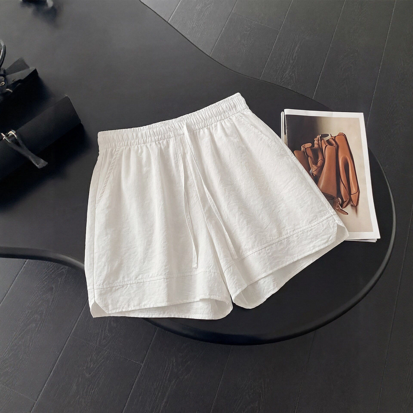 白色速干短裤女夏季2026新款外穿休闲宽松大码胖mm冰丝五分运动裤