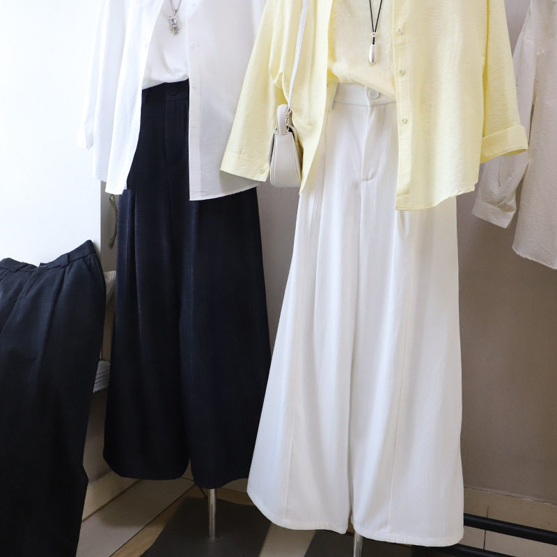 [比正]2026早春新款韩系高质感气质高腰宽松显瘦阔腿休闲裤女5950