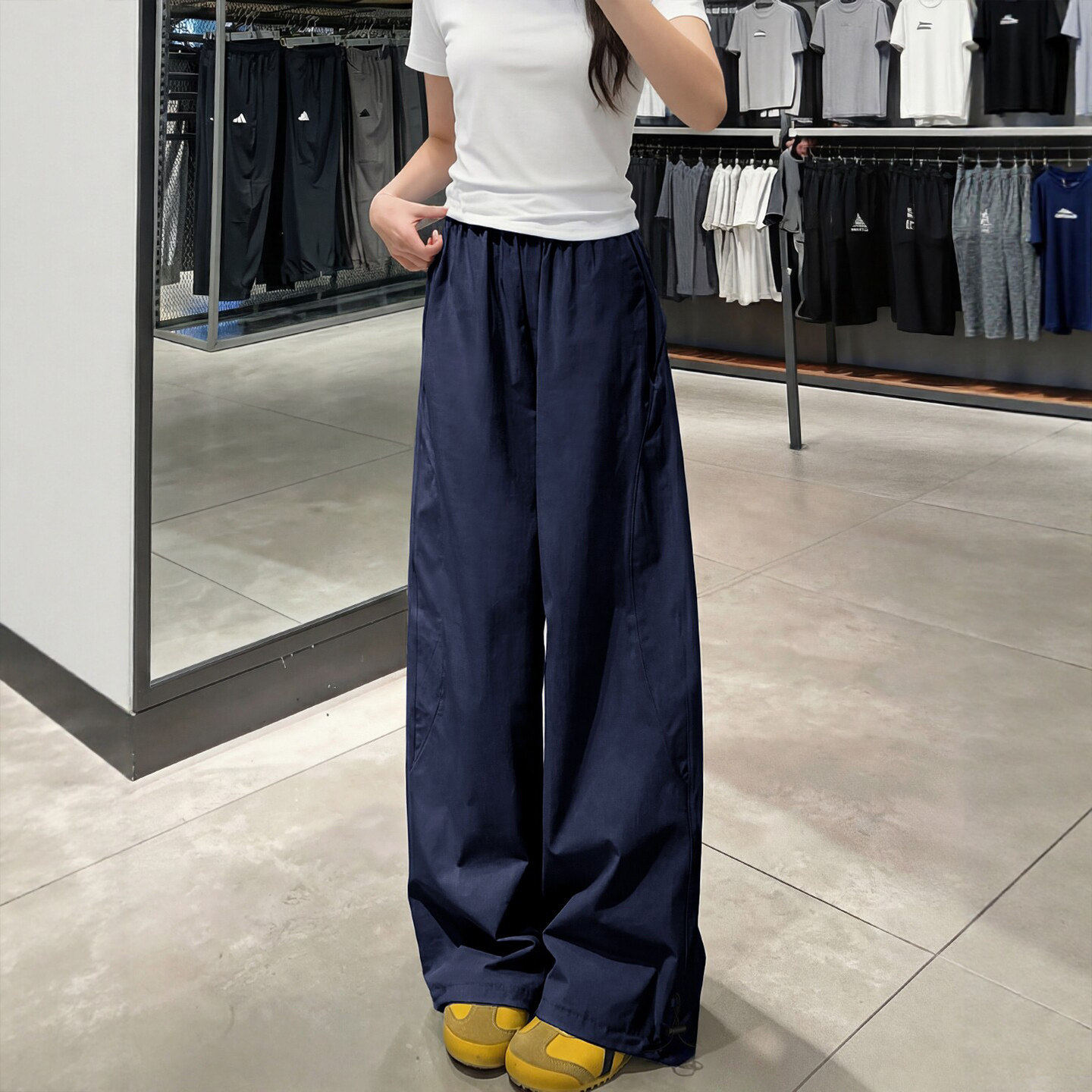 美式速干工装裤女2026新款夏季薄高腰直筒运动裤小个子宽松阔腿裤