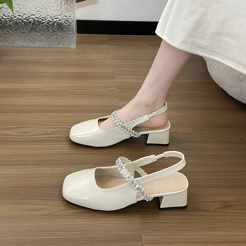 绝美高跟鞋粗跟包头凉鞋女款2026新款夏季配裙子玛丽珍鞋中跟单鞋