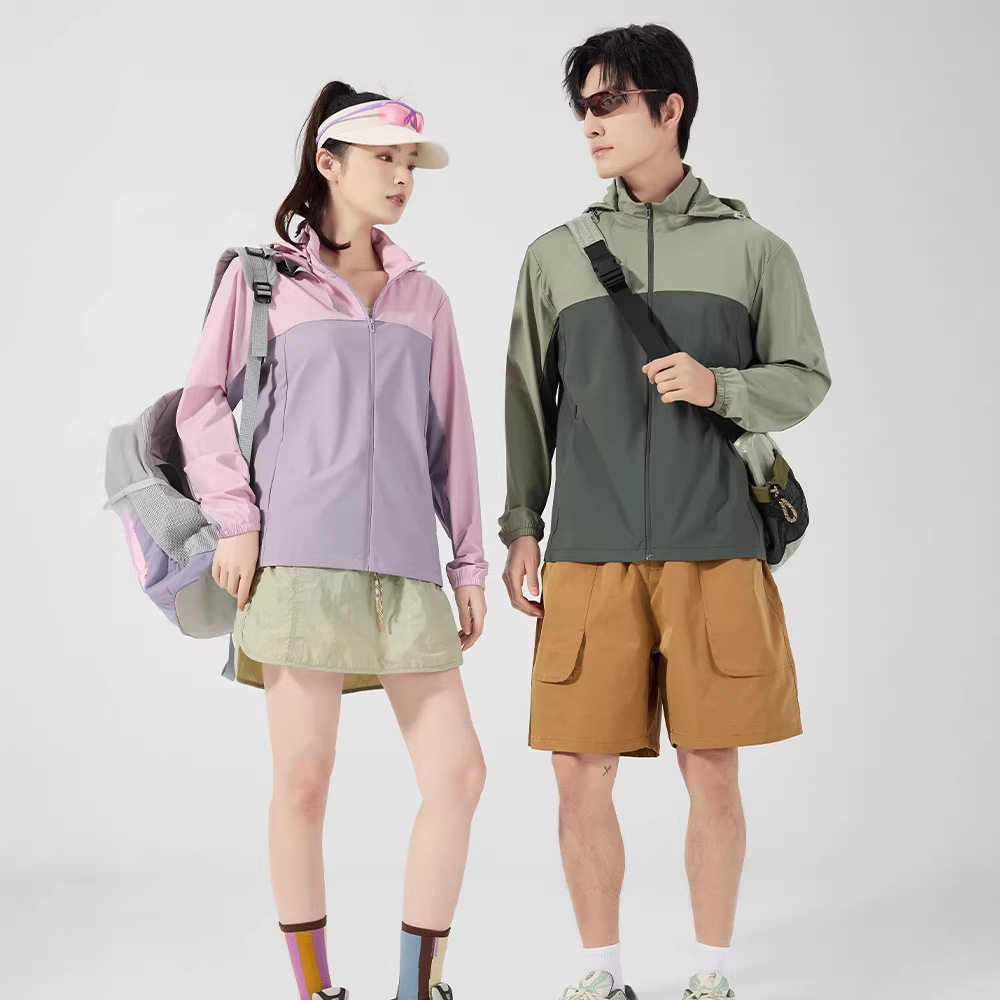 IZEXX潮牌户外防晒衣男防紫外线UPF50夏季休闲拼色冰丝防晒服情侣