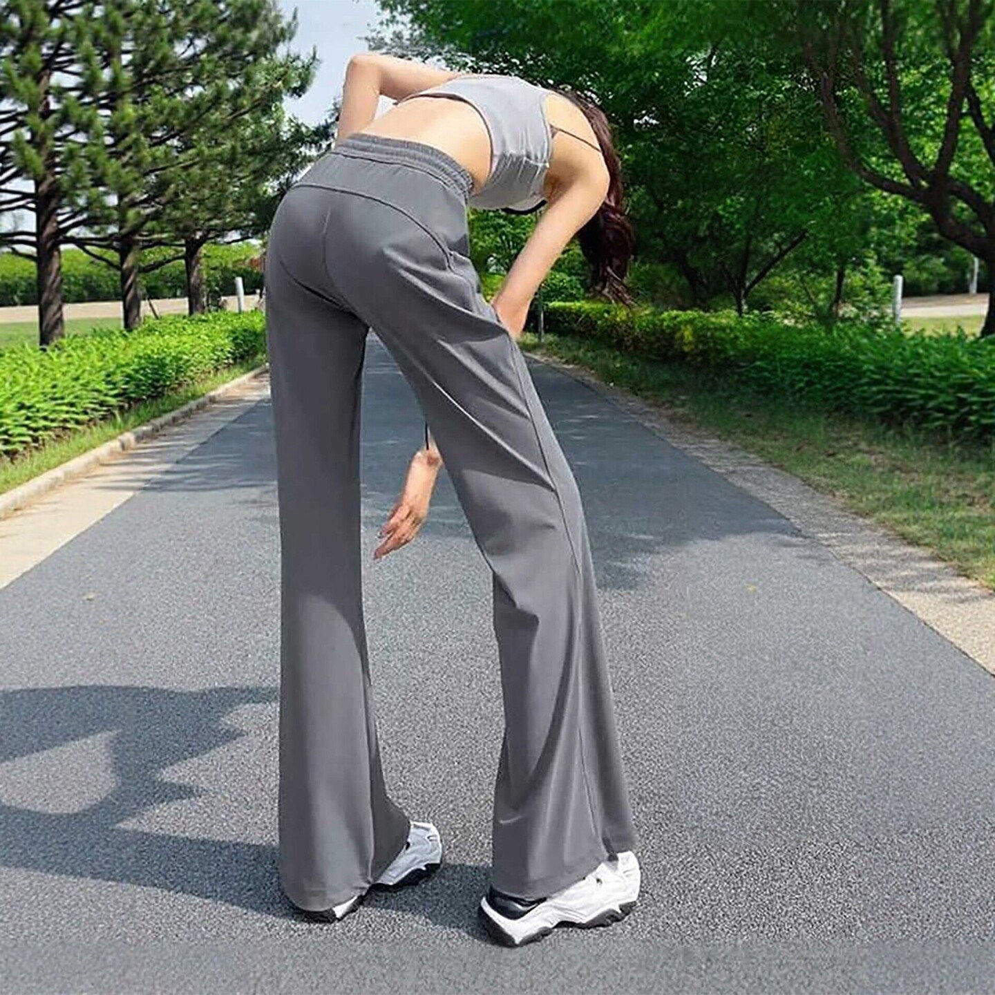 微喇防晒裤女2026新款春夏薄款小个子高腰垂感冰丝速干运动喇叭裤